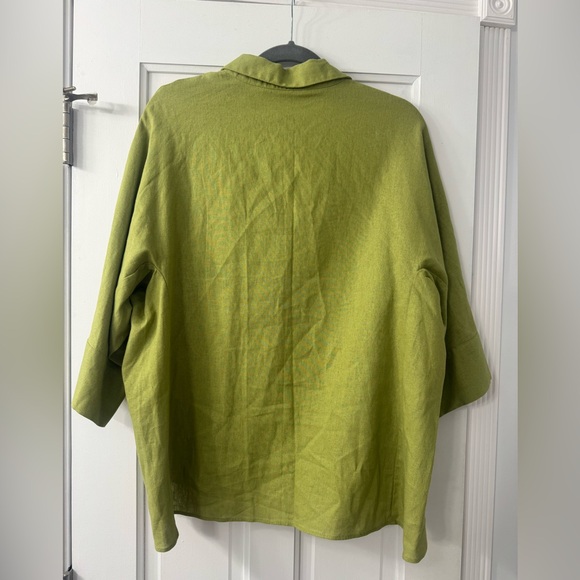 NWT Zara Light Green Casual Linen Shirt - Picture 2 of 6